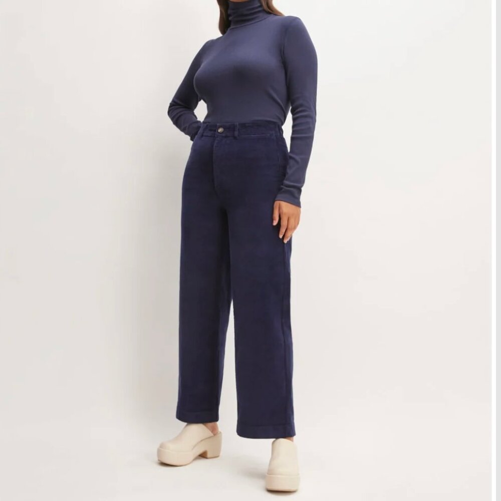 NWT Everlane The Corduroy Wide-Leg Pant | Navy | Size 0